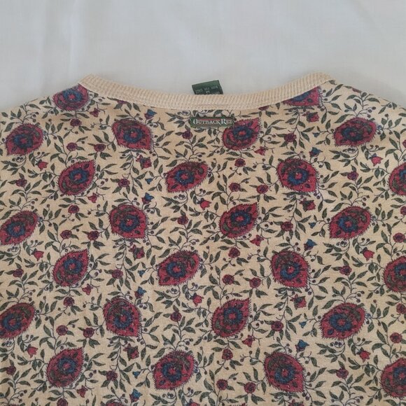 Vintage Blue Red Flowers Cardigan Sweater Outback Red The Limited Size M 1980's - Picture 4 of 15